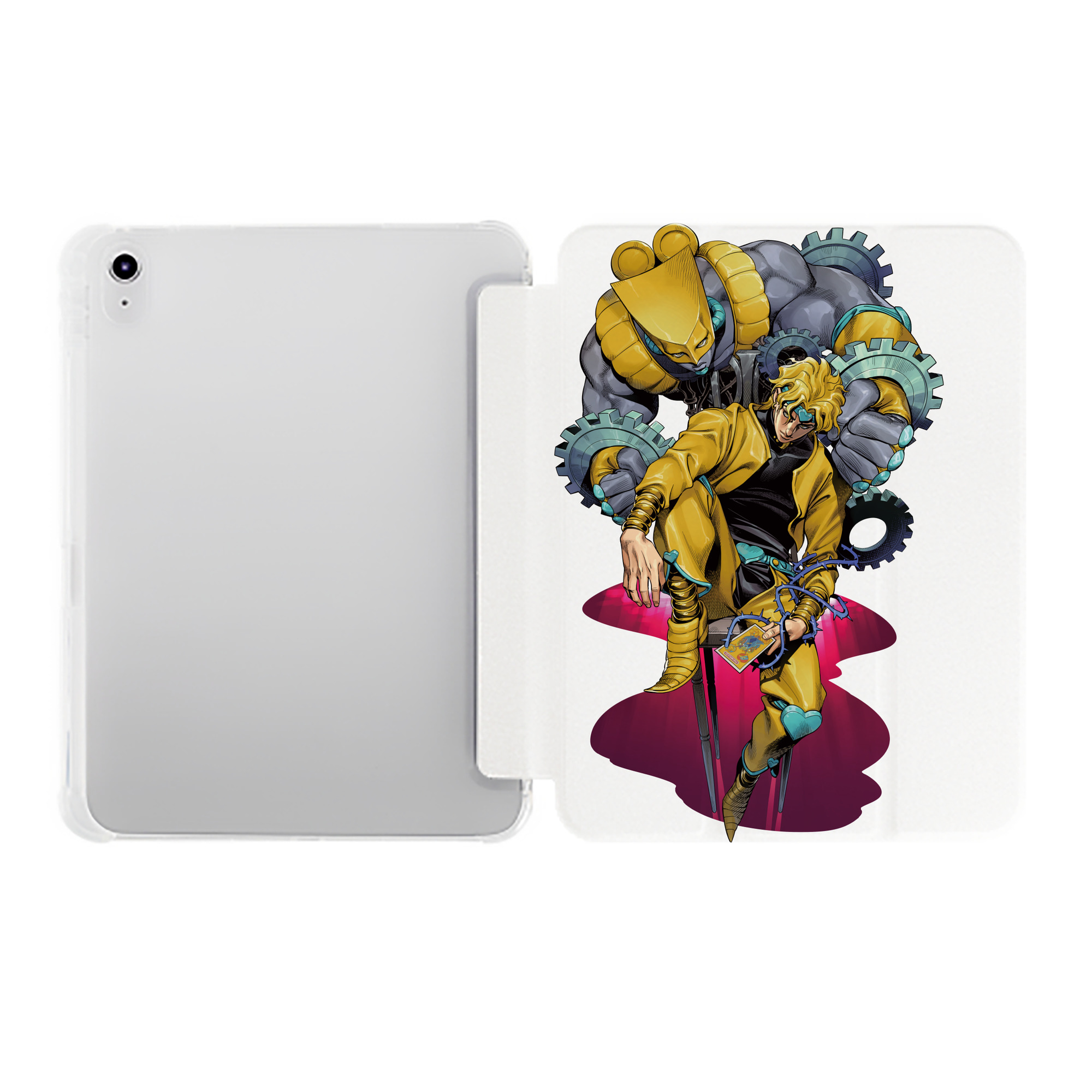 （画像用） ジョジョの奇妙な冒険 ディオ?ブランドー JoJo's Bizarre Adventure Dio Brando IPad ケース ペン収納付き 三つ折りスタンド PUレザー×シリコン 対応機種9.5/10.5/10.9インチ